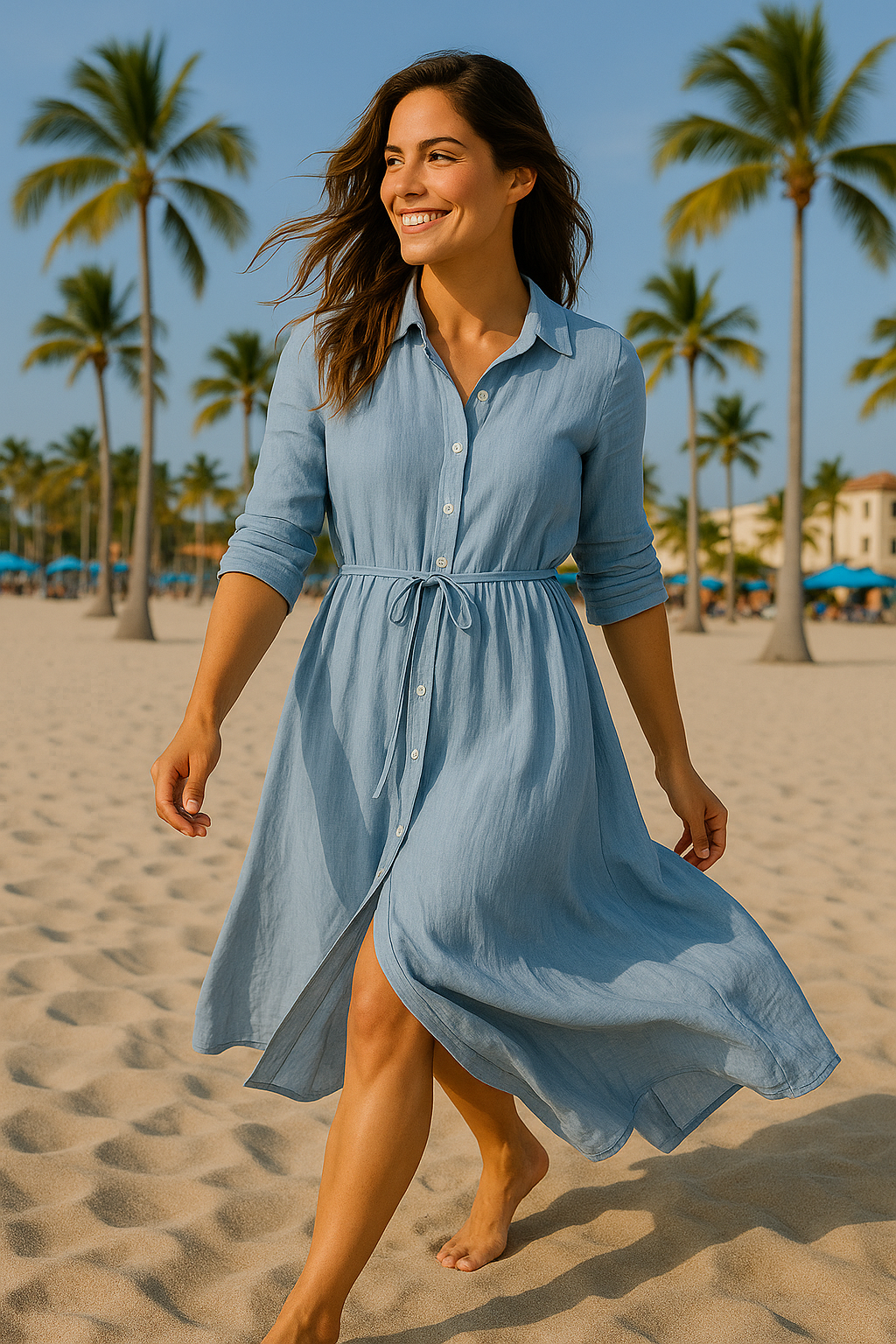 Vestido Retro con Escote Redondo y Cinturón con Cordones