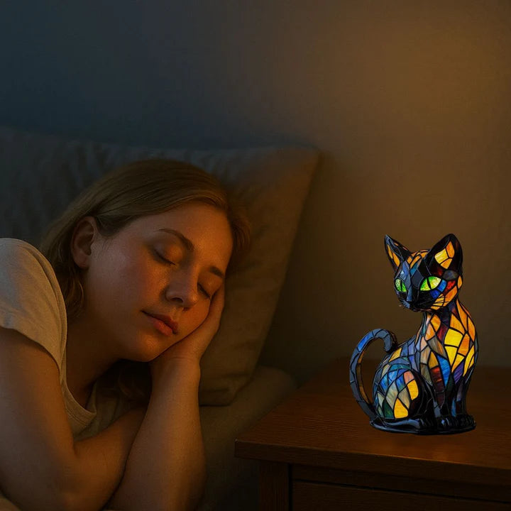 Lámpara Gato Vitral Tiffany
