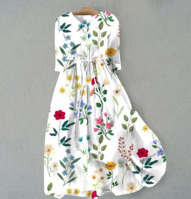 Vestido Retro con Escote Redondo y Cinturón con Cordones