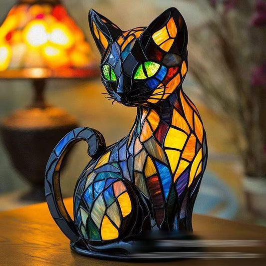 Lámpara Gato Vitral Tiffany