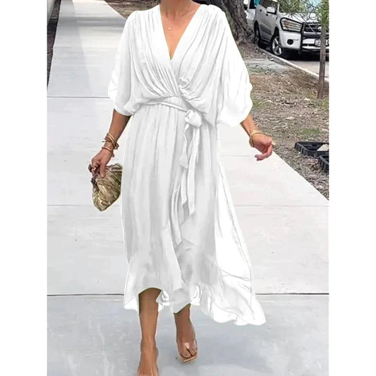 Marina™ | Vestido Midi Cruzado con Cinturón