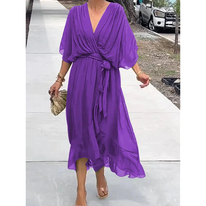 Marina™ | Vestido Midi Cruzado con Cinturón