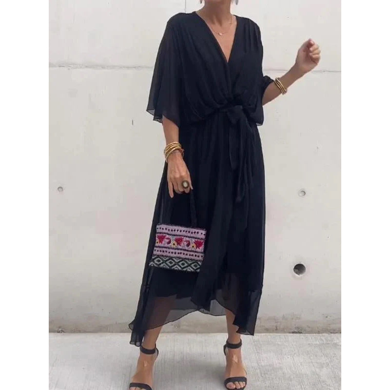 Marina™ | Vestido Midi Cruzado con Cinturón
